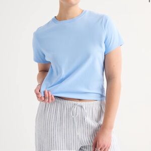 Abercrombie & Fitch Light Blue Essential Polished Body-Skimming Tee